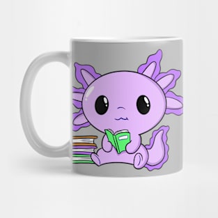 Cute Kawaii Purple Axolotl Reading With Books Mug